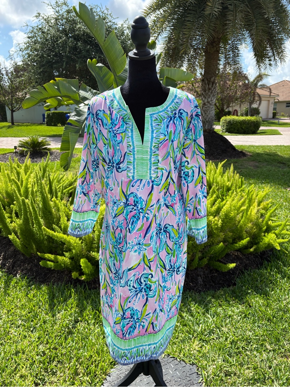 Women’s Pink Floral Dress or Swim Cover-Up Tunic